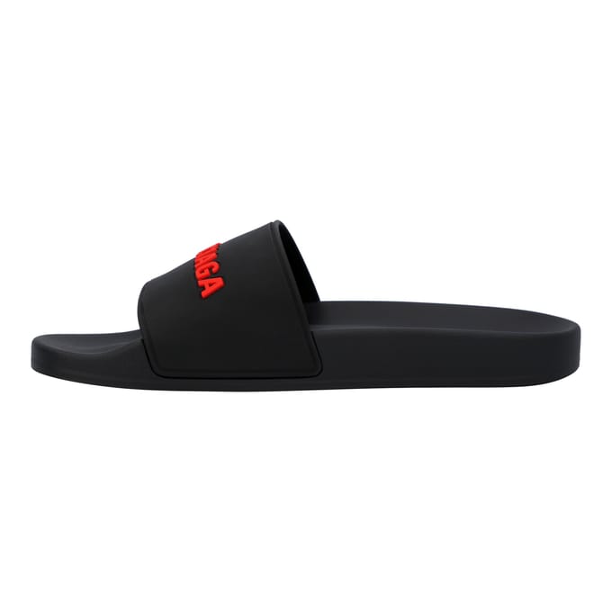 Balenciaga Logo Band Rubber Slipper Zwart