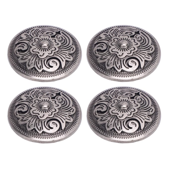 10 Sets Klinknagel en Schroef 32mm Bloemtextuur Klinknagels 7mm Kruiskopschroeven voor Leren Halsband Riem gray