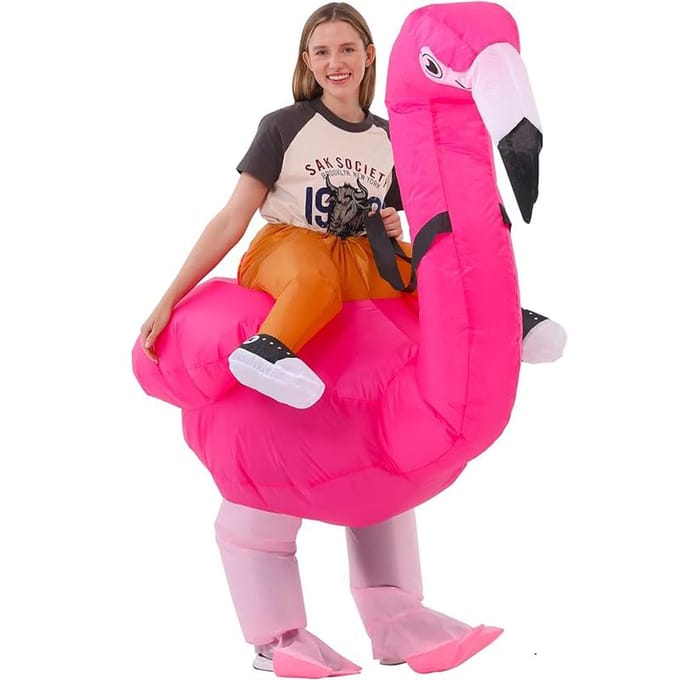 Costume Gonflable Flamant Rose, Adulte 150-190cm rouge rose