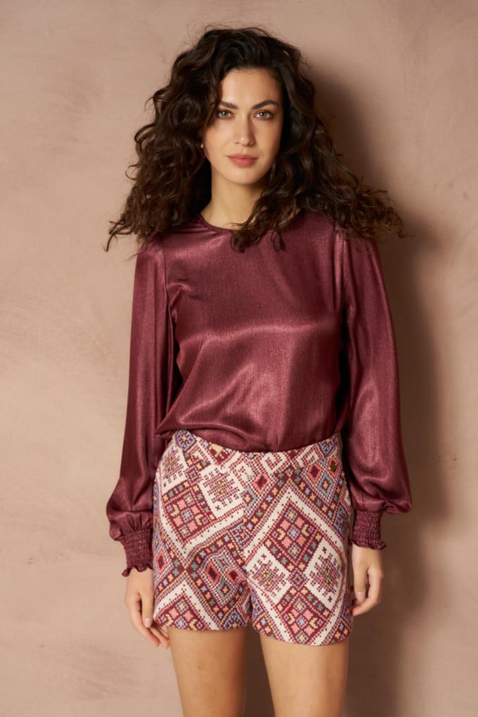 Lofty Manner Top Top Isli Smock Sleeve Ri08 1 Brick Red Dames Maat - XS