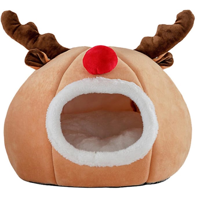 Kerst Huisdier Schattig Kerst Rendier Spons Honden Rustmat Rond Kat beige