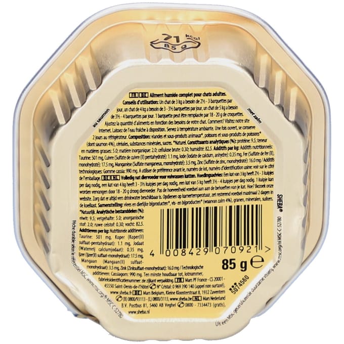 Sheba Classics Pate - Zalm - Aluminium Kuipjes - Kattenvoer - 18 x 85 gr