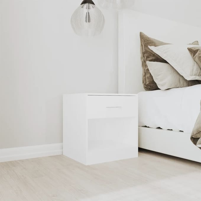 vidaXL - Nachtkastje - met - 1 - lade - wit - 2 - st