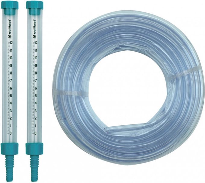 Waterpas slang 25 mtr. met trechter en 2 stoppen