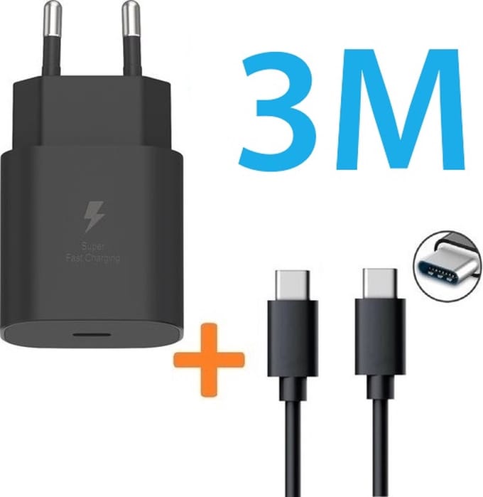 USB Adapter met Geschikt voor: USB-C Kabel - 3 Meter - Snellader - Quick Charge 25W - geschikt voor: joystick / Controller Playstation 5 / PS5 - Type C Oplader