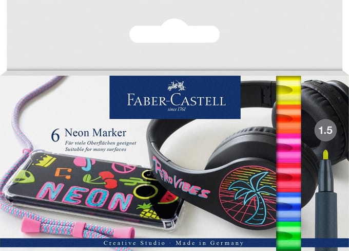 Faber-Castell neon markers - etui 6 stuks - decomarker - FC-160806
