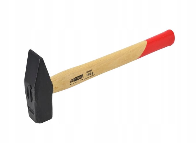 AWTOOLS Montagehamer 1 kg, Houten Staal
