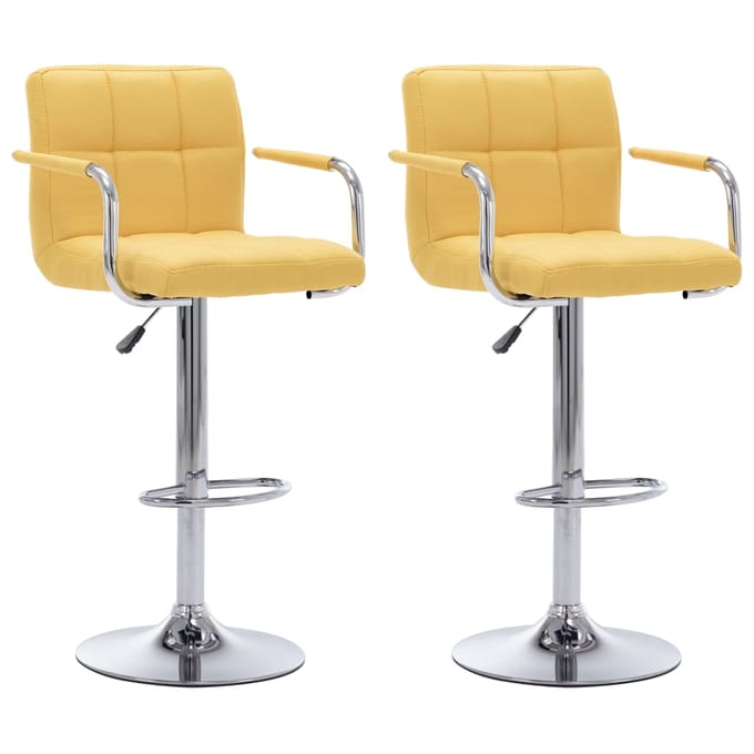 vidaXL - Barstoelen - 2 - st - stof - geel