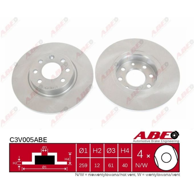 Remschijf ABE C3V005 voorkant, compleet, 1 Stuk