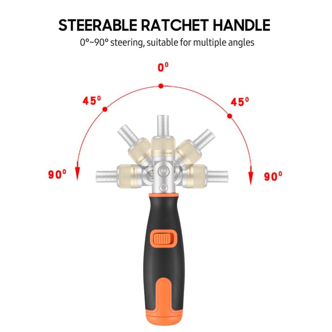 Tweeweg ratelschroevendraaier 10-in-1 Multi-bit ratelschroevendraaierset 6,23 mm verstelbare moer black