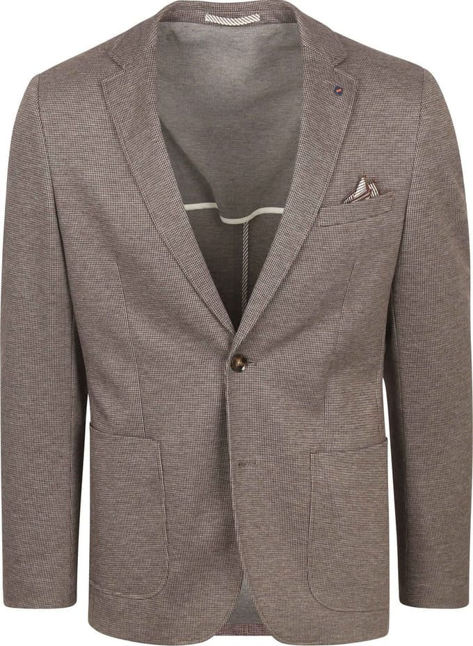 Suitable Colbert Fame Pied de Poule Bruin - Maat 48 - Heren blazer