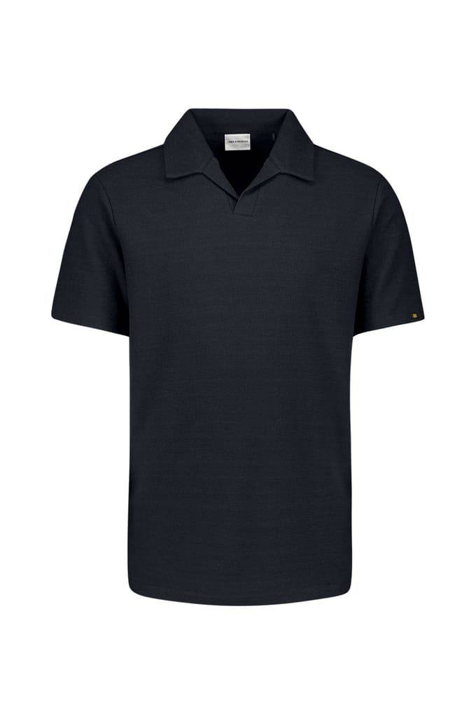 No Excess Polo V Solid Jacquard Night Größe: XXL | Poloshirts Outlet | Herren | Schwarz