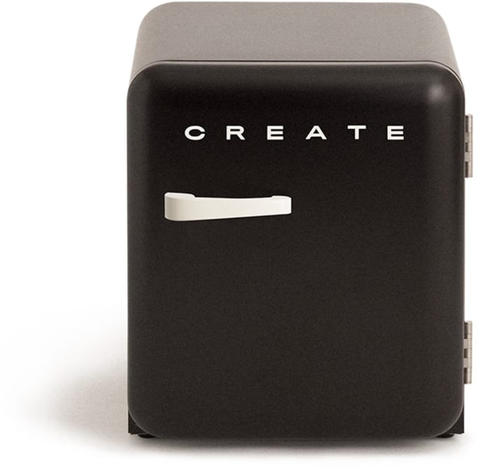 CREATE - Koelkast in retrostijl - Zwart - Handvat Gebroken wit - FRIDGE RETRO 48L