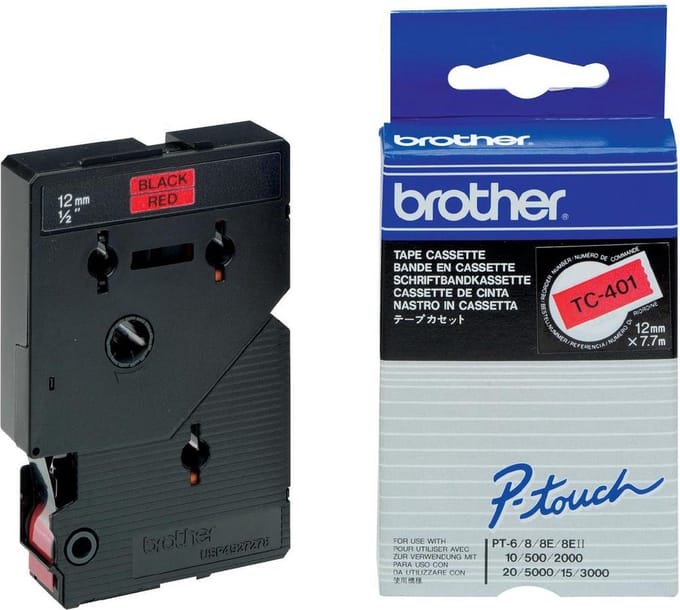 TC-401 - 12mm - black on red for PT-8E / PT-2000 / PT-3000 / PT-5000