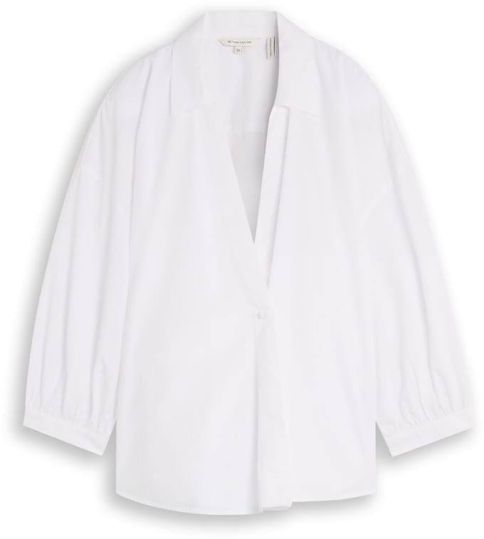 Tom Tailor - Wijdvallende wikkelblouse - Maat 46 - White