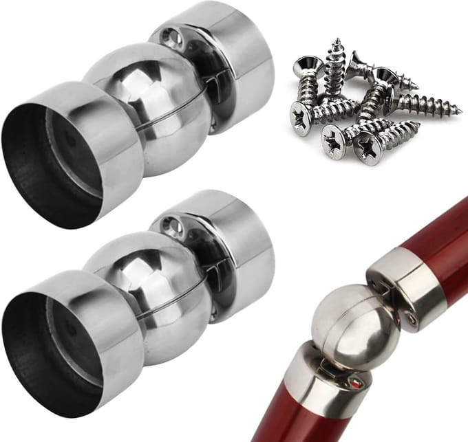 2x RVS Trap Leuning Connector 45mm - Universele Montagebeugel met Schroeven