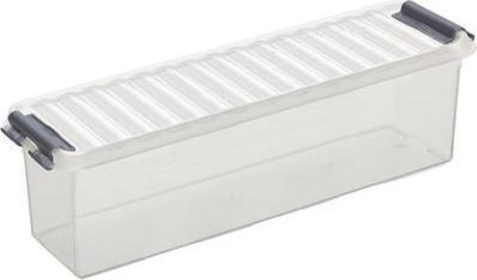 Sunware - Q-line opbergbox 1,3L transparant metaal - 27 x 8,4 x 9 cm
