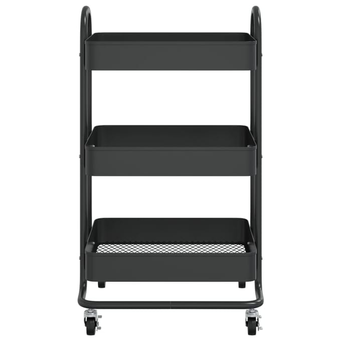 vidaXL - Trolley - 3-laags - 43x34x79 - cm - staal - zwart