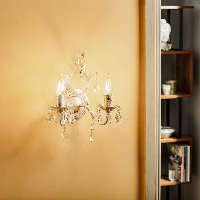 ONLI Kristallen wandlamp Teresa, ivoor 2-lamps