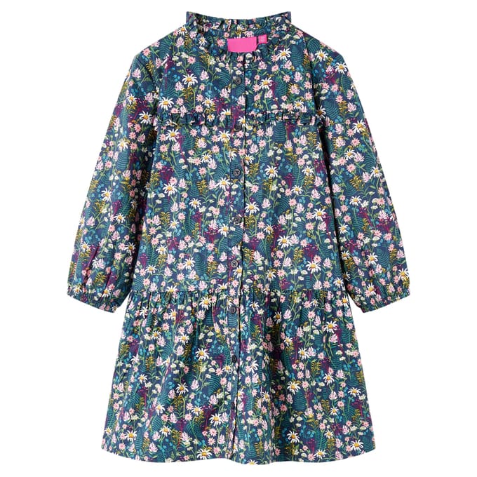 vidaXL - Kinderjurk - met - lange - mouwen - 104 - donkerblauw