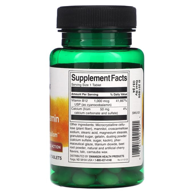 Vitamine B12 Cyanocobalamine Drievoudige Werking 90 Tabletten