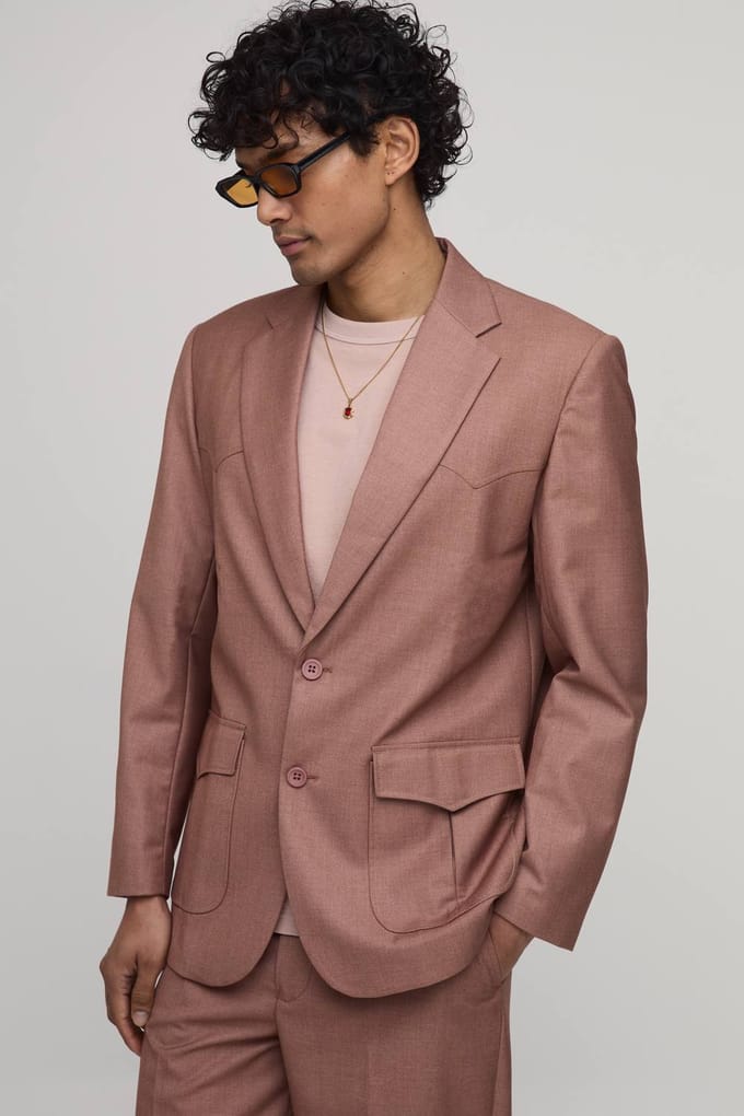 Rechte Pasvorm Western Detail Blazer | Brick | Size 34