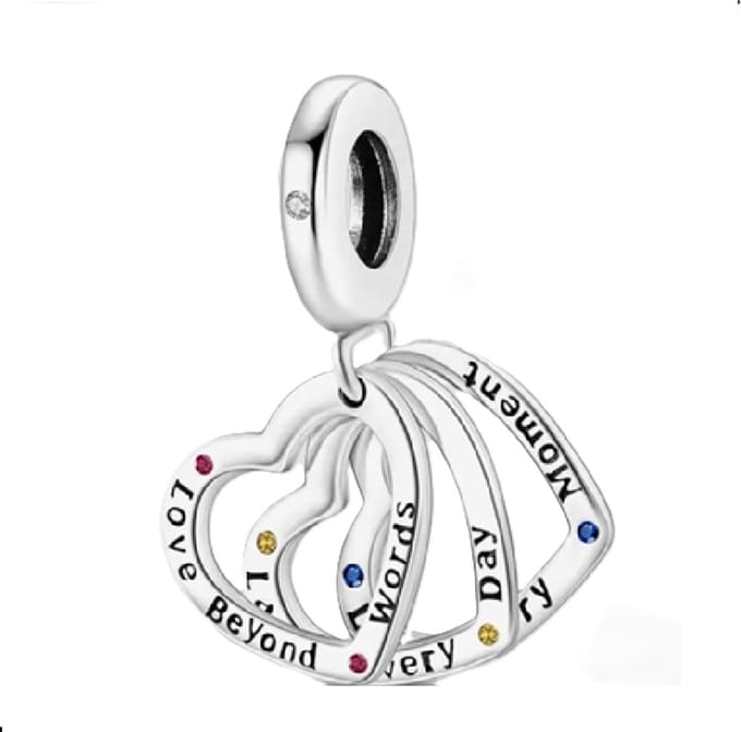 Bedel - Love, Laugh, Live - Sterling Zilver - Hartjes - RomyStones - Kerst Cadeau