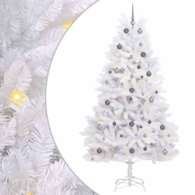 vidaXL - Kunstkerstboom - 240 - cm - PVC - en - Staal - Wit