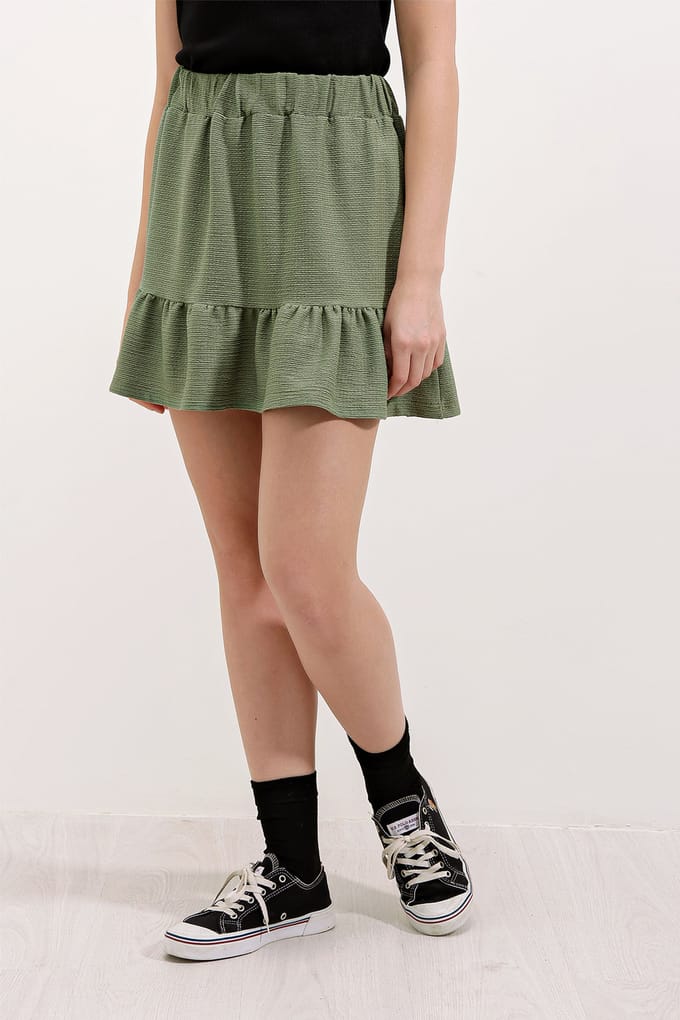 Gestrikte Mini Rok met Rimpeldetail