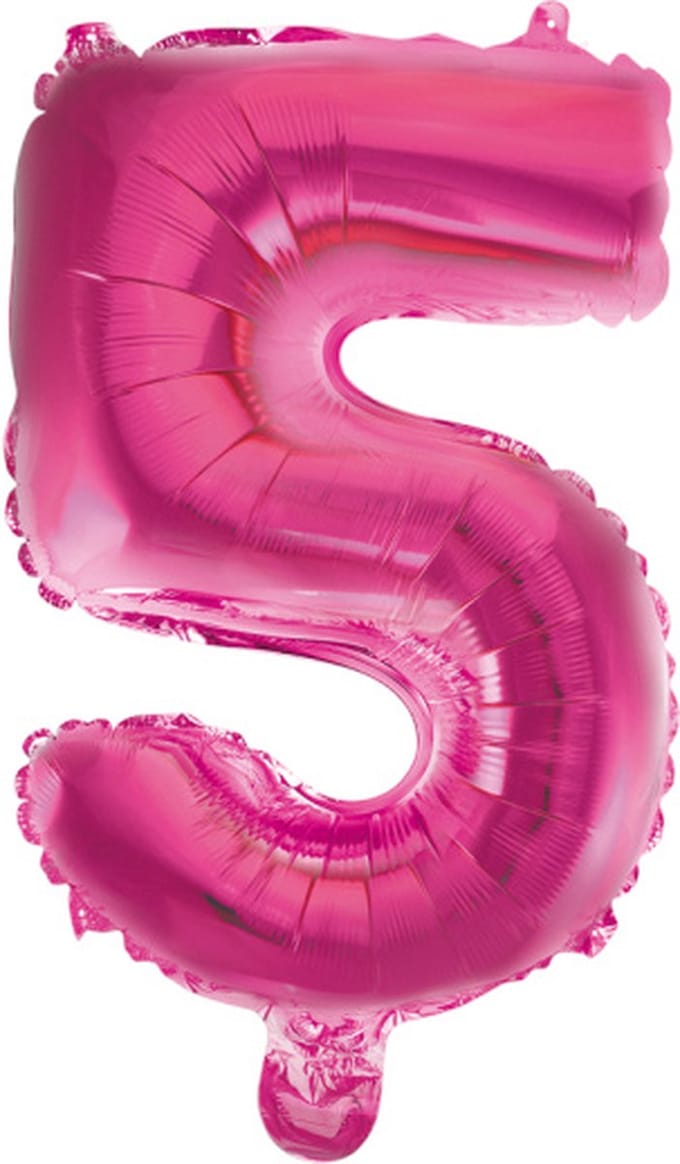 Folie Ballon Cijfer 5 Roze 41 cm