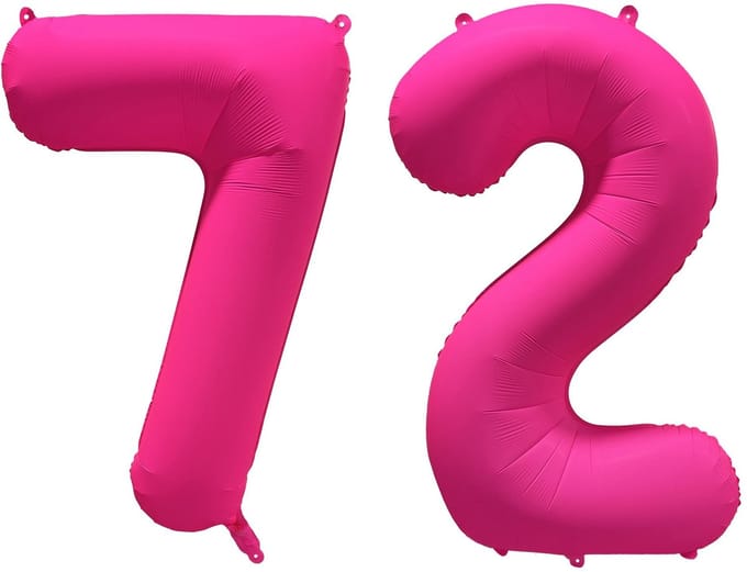 Folieballon 72 jaar - Neon Roze - 86 cm