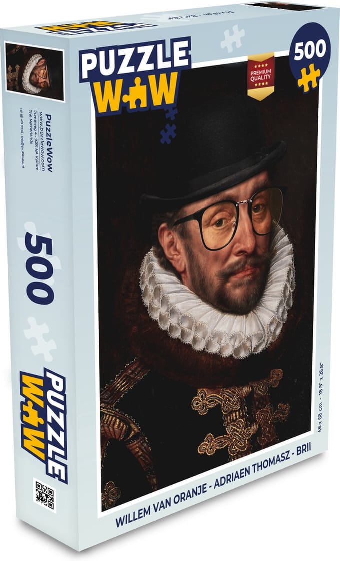 Puzzel Willem van Oranje - Adriaen Thomasz - Bril - Legpuzzel - Puzzel 500 stukjes