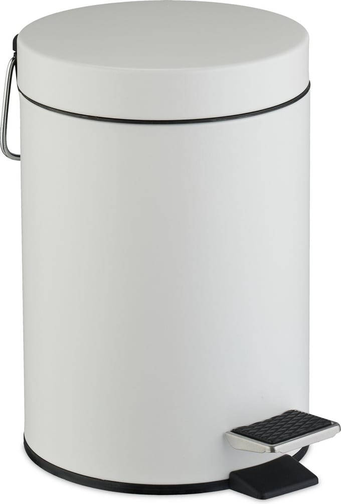 badkamer prullenbak - 3 l - deksel - handvat - binnenemmer - toilet - wit