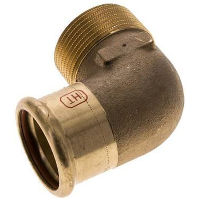90 graden L-Perskoppeling - 35mm Persmof & R 1-1/4'' Buiseinde - Koperlegering