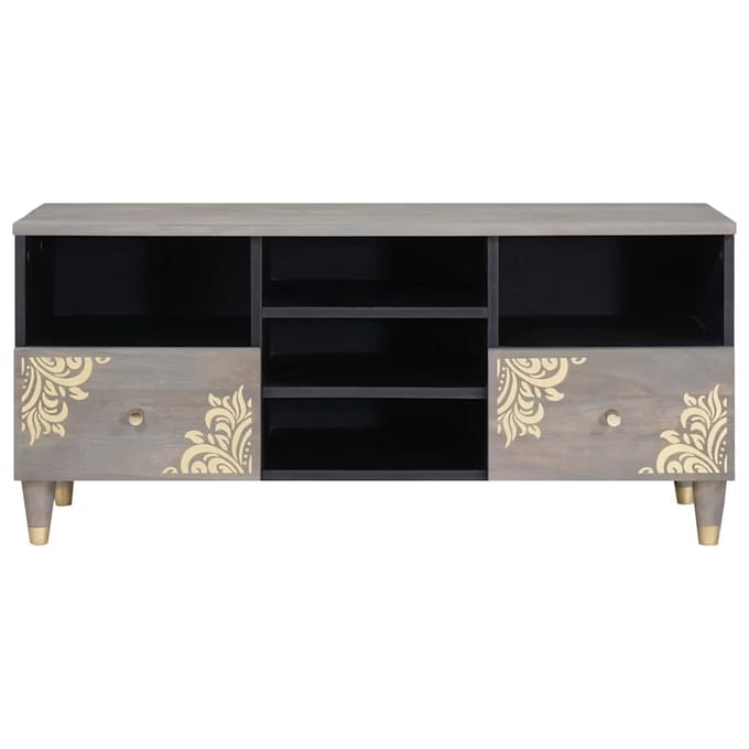 vidaXL - TV - Kast - Grijs - 100 - x - 33 - x - 46 - cm - Massief - Mango - Hout