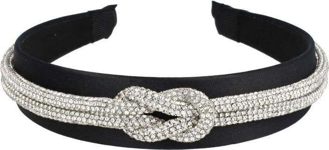 Haarsoires Haarband Diadeem 3cm - Glitter Koord - Zwart Zilver