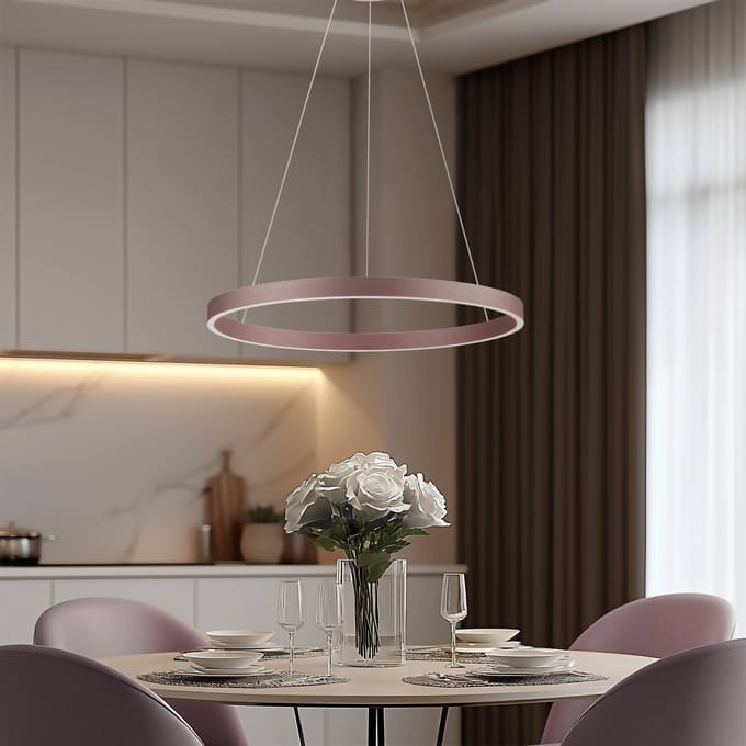 Lucande Slimme hanglamp Yonam, koffie, 1-lamp, Tuya