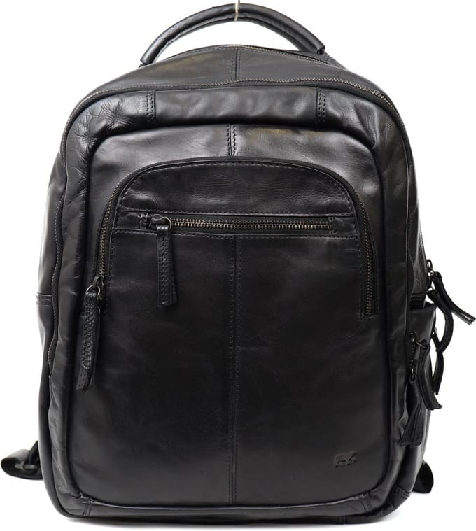 Bear Design Mace Leren Laptoprugzak - 15,6 inch - Zwart