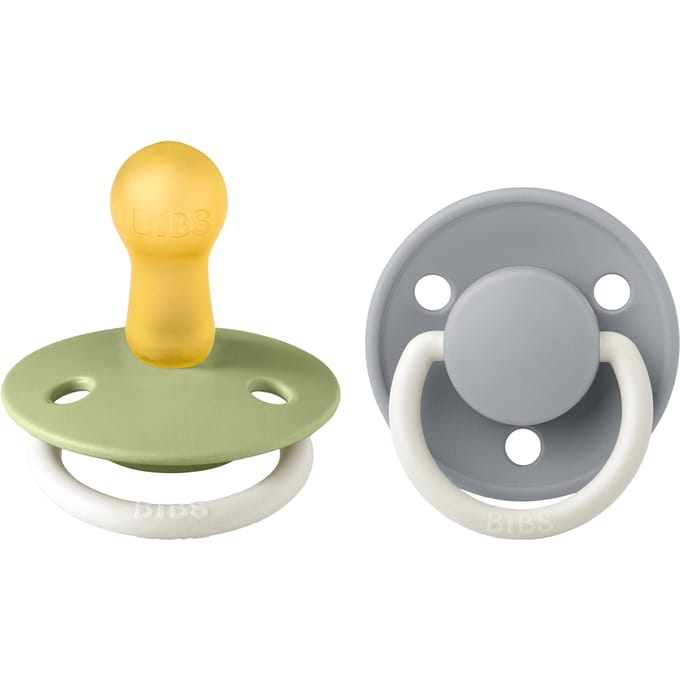 BIBS De Lux 2 Pack Latex Maat 2 Salie Gloed/Wolkenglows 2 st