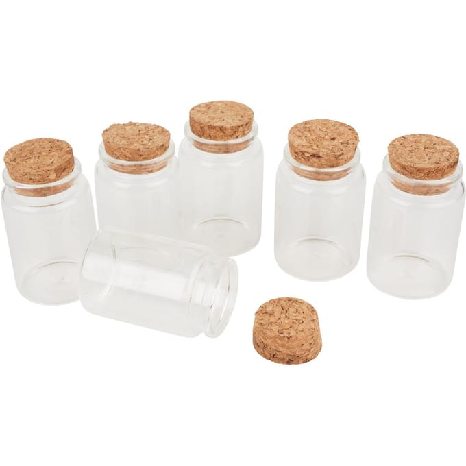 VBS Glazen flacons met kurk, 6 stuks