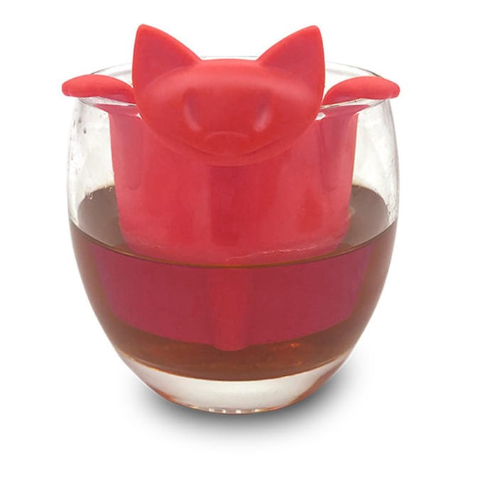 Thuis Kantoor Schattige Kat Vorm Silicone Thee Infuser Thee Zeef Filter Thee Set Accessoire Rood rood