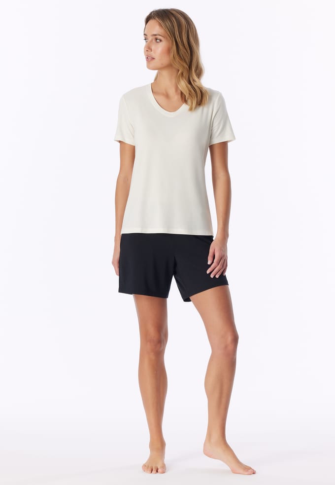 Shirt met korte mouwen en v-hals, natuurwit - Mix+ Relax 34
