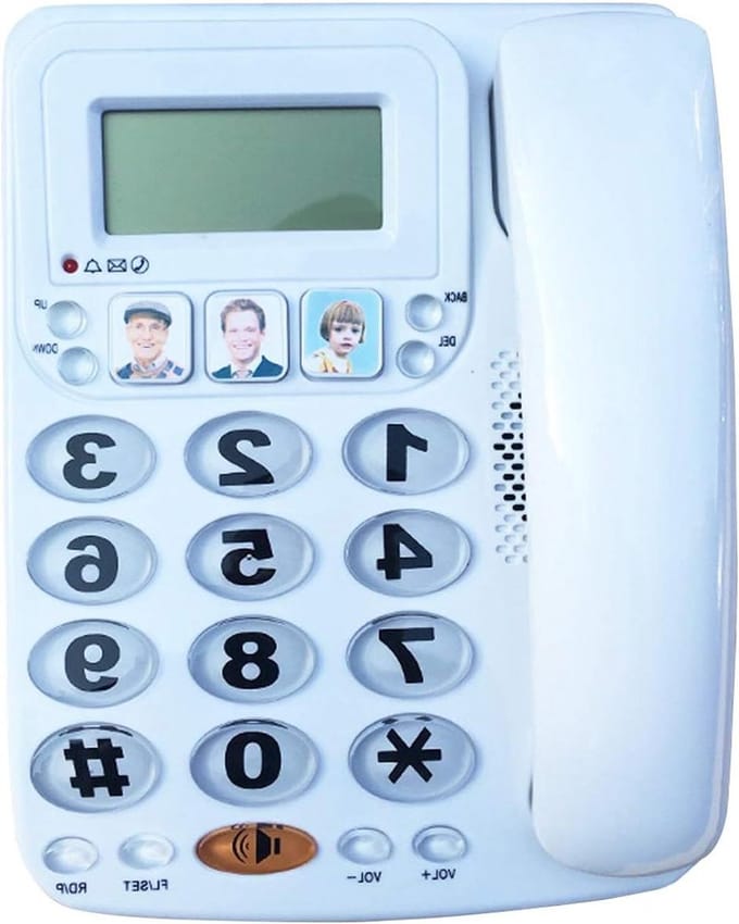 Vaste Telefoon - Bureautelefoon Bedraad - Thuis Werken - Met Nummerherkenning - Grote Knoppen - Wit