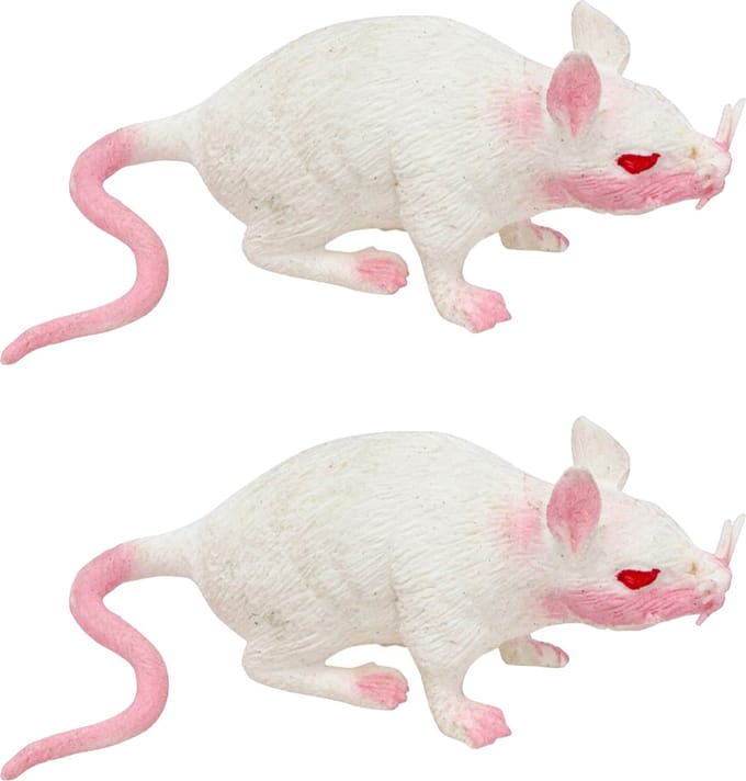 Chaks Stretchy nep rat 17 x 14 cm - 2x - wit - Horror/griezel thema decoratie