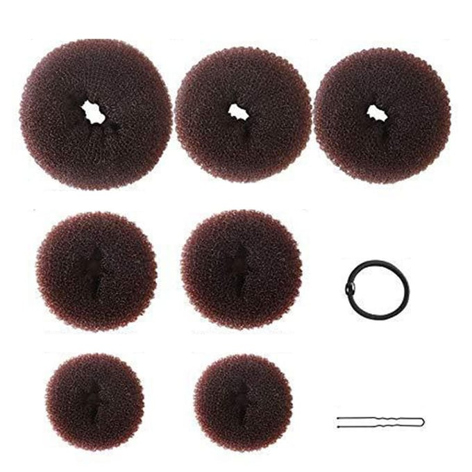 Haardonut-knotjesmakerset: 7 stuks, 10 haarspelden en 5 elastiekjes. black
