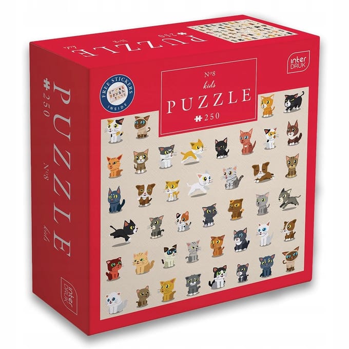 PUZZLE - 250 STUKJES - Interdruk Puzzel 8 Katten voor Kinderen VANAF 7 jaar oud