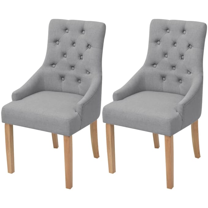 vidaXL - Eetkamerstoelen - 2 - st - stof - lichtgrijs