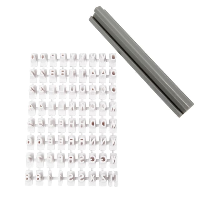 CC Rubber stamps set, letters, numbers, H: 6 mm, white, 1 set