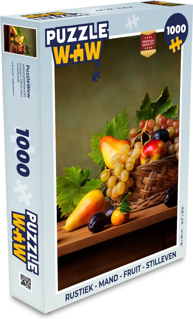 Puzzel Rustiek - Mand - Fruit - Stilleven - Legpuzzel - Puzzel 1000 stukjes volwassenen
