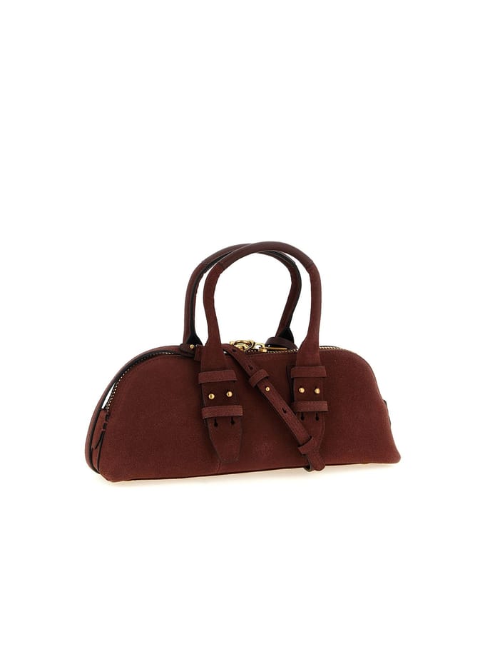 Pinko Horizontaal bowlen Suede vrouw rood leer Ruby Suede met logo liefde vogels
